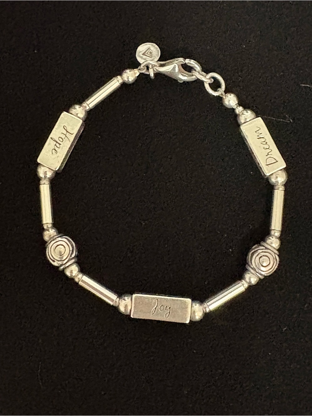 Silpada 925 Sterling Silver Hope Joy Dream Message Bead Bracelet B1913